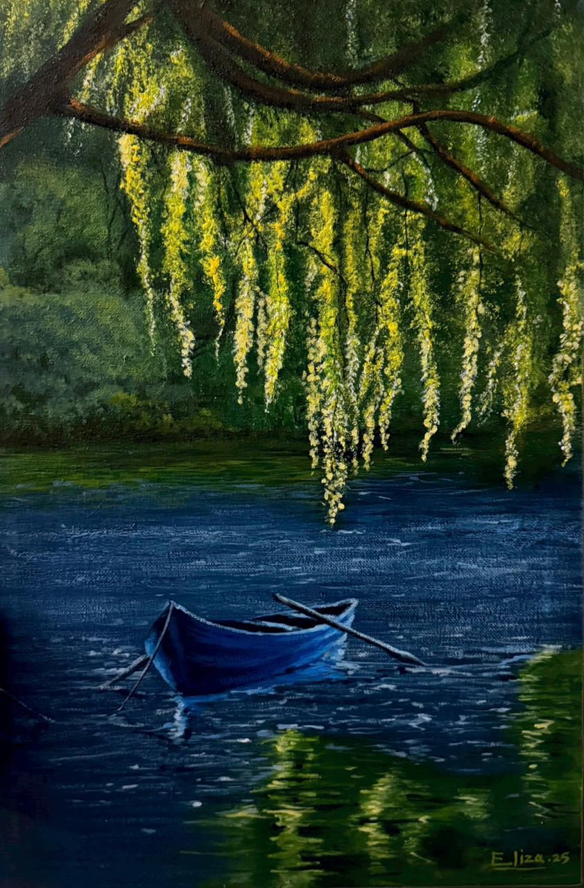 Where the Willows Dream Medium: Acrylic on Canvas Size: 12″/18″ Year: 2025 Style: Realism